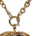 Vintage Chanel 24K Gold Plated Large CC Quilted Pendant Necklace