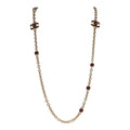 Chanel CC Gripoix Burgundy Beaded Necklace Gold Hardware