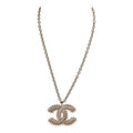 Chanel Large Resin Beaded CC Pendant Necklace Gold Tone Hardware