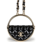 Chanel Hula Hoop Hula Hoop Charm Necklace Black Enamel/Light Gold Tone Hardware