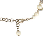 Chanel CC Faux Crystal Beaded Choker Necklace Beige and White Light Gold Tone Hardware
