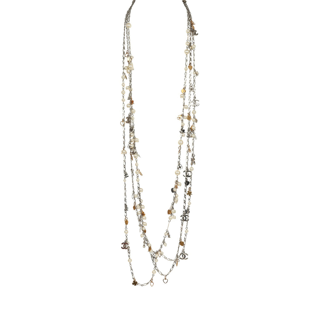 Chanel CC Clovers & Hearts Layered Necklace Mixed Metal Hardware