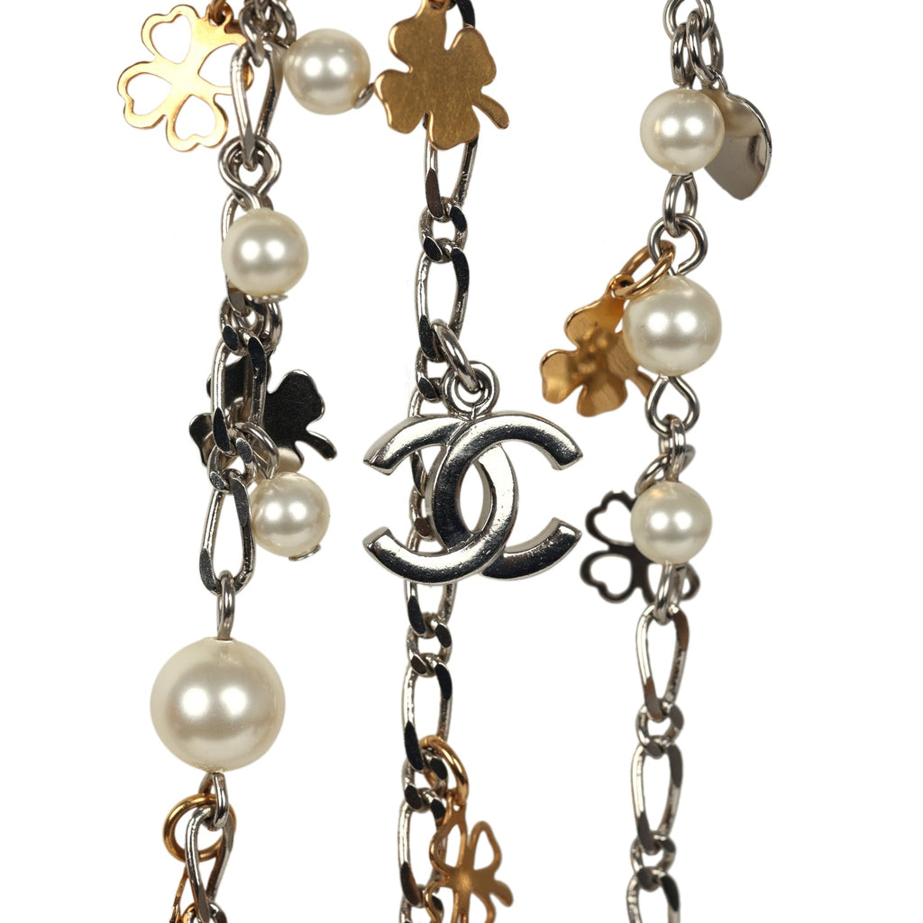 Chanel CC Clovers & Hearts Layered Necklace Mixed Metal Hardware