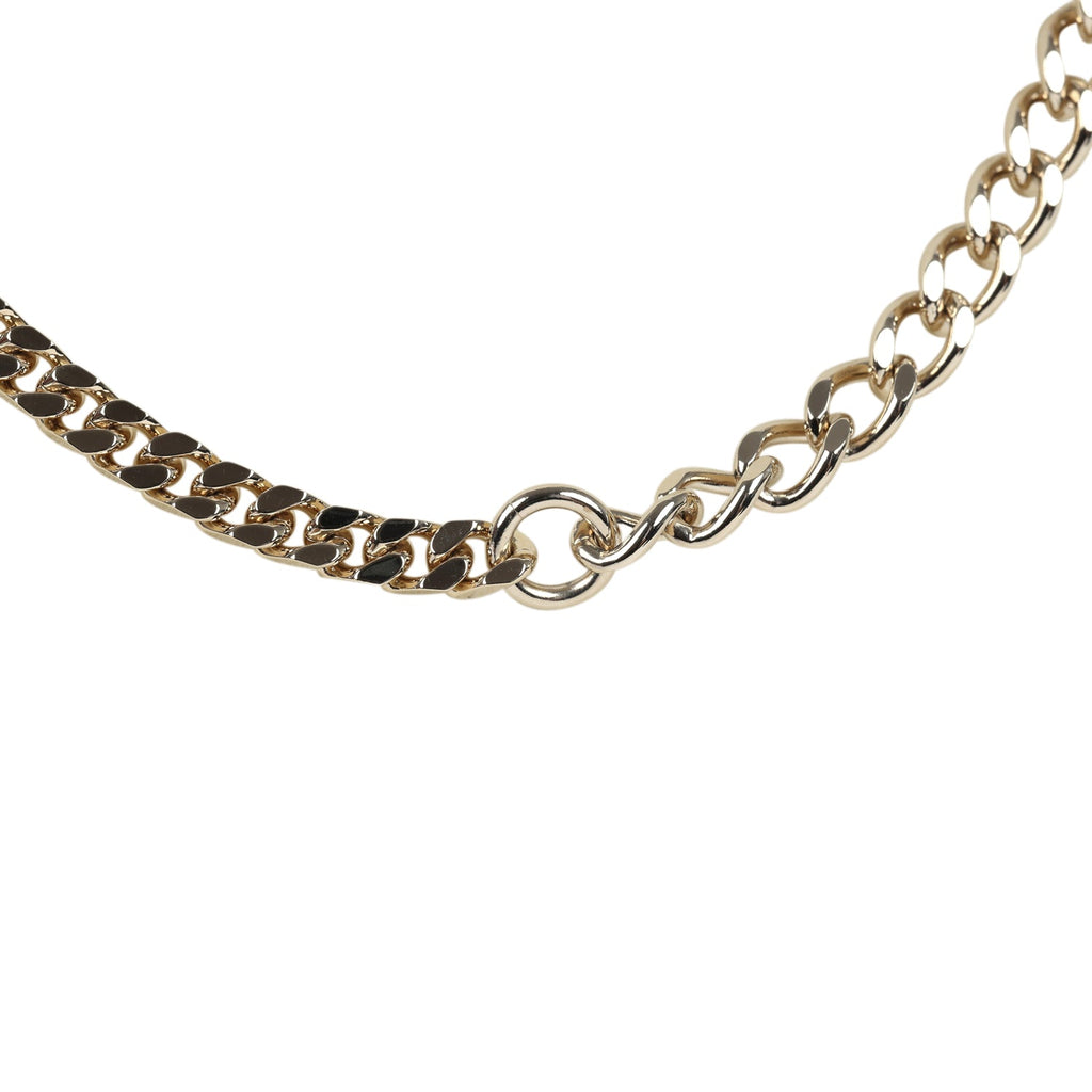 Chanel Crystal CC Choker Necklace Silver Tone and Light Gold Tone Hardware