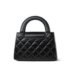 Chanel 23K Black Shiny Aged Calfskin Quilted Nano Kelly Shopper Aged Gold Hardware