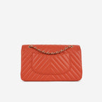 Chanel Medium Classic Flap - Coral Chevron Lambskin | Gold Hardware