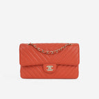 Chanel Medium Classic Flap - Coral Chevron Lambskin | Gold Hardware
