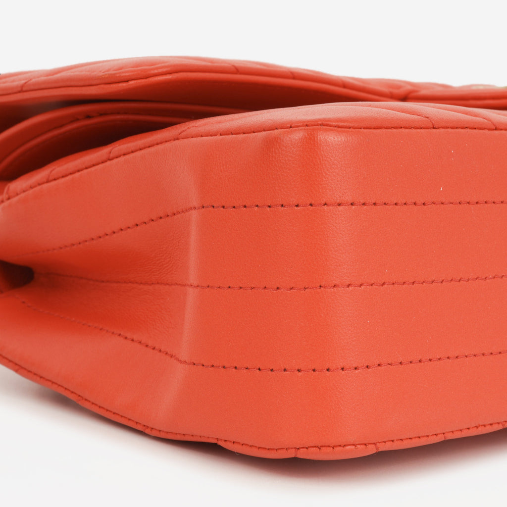 Chanel Medium Classic Flap - Coral Chevron Lambskin | Gold Hardware