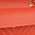 Chanel Medium Classic Flap - Coral Chevron Lambskin | Gold Hardware