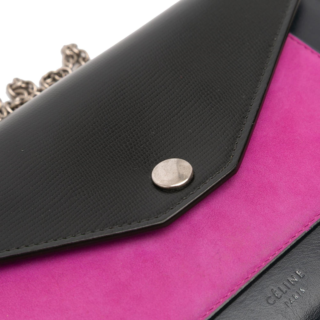 Celine Bicolor Leather Pocket Envelope Wallet On Chain