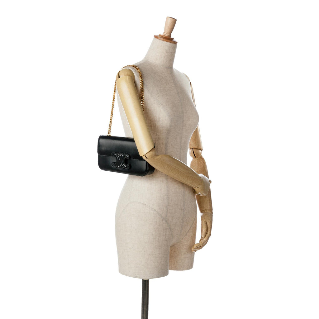 Celine Calfskin Cuir Triomphe Chain Shoulder Bag