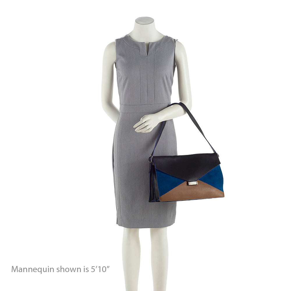 Celine Calfskin Tri-Color Diamond Shoulder Bag - FINAL SALE (SHF-19411)