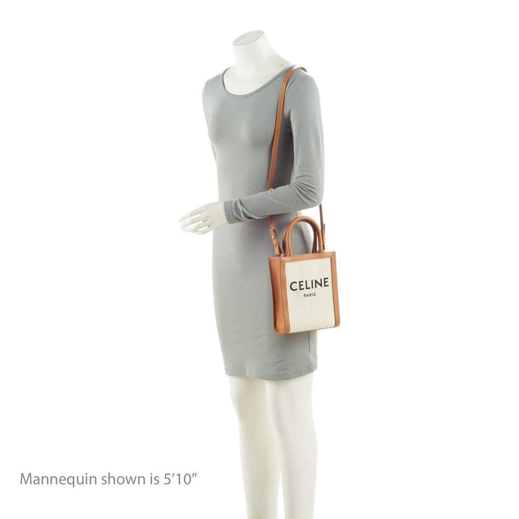 Celine Canvas Leather Vertical Cabas Mini Tote