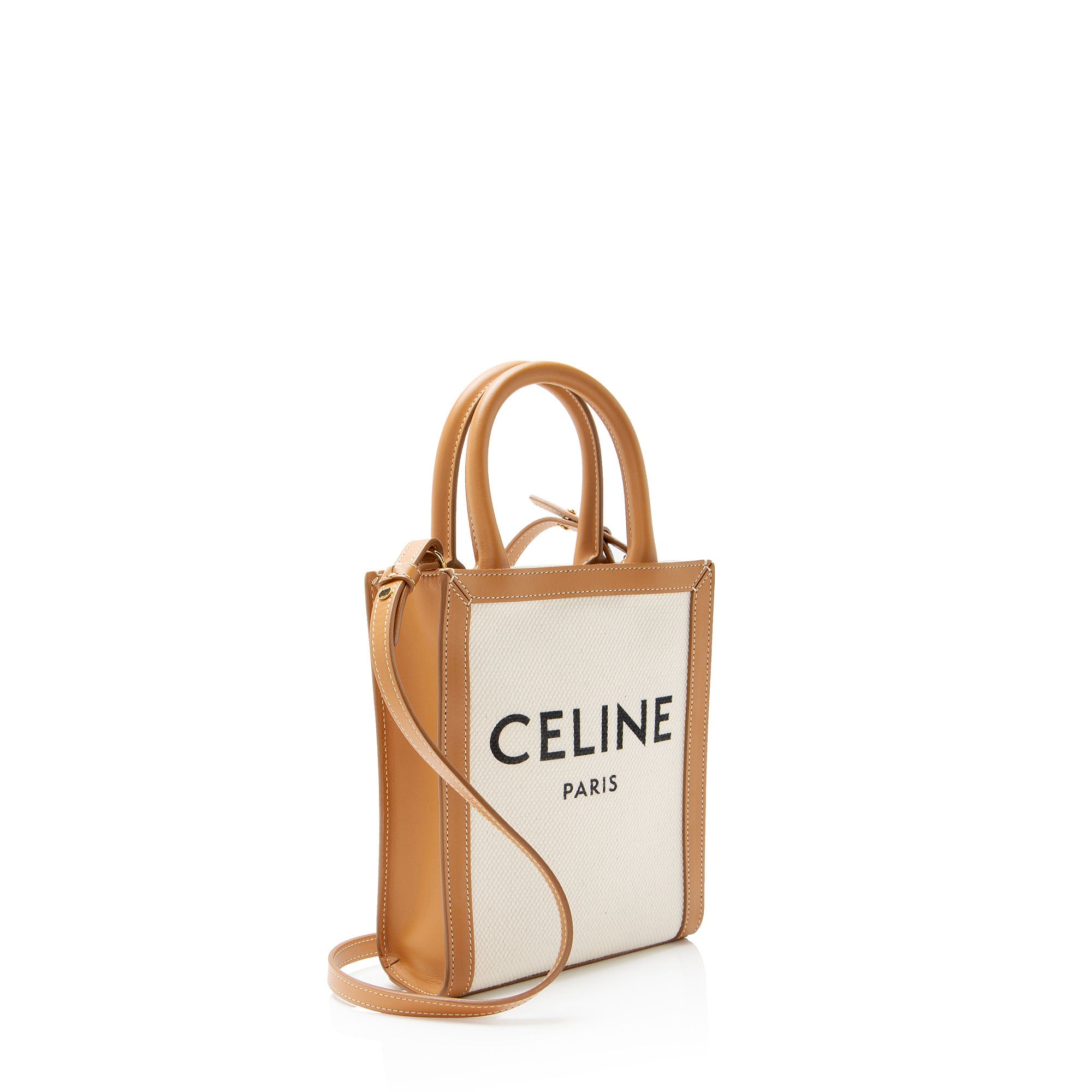 Celine Canvas Leather Vertical Cabas Mini Tote