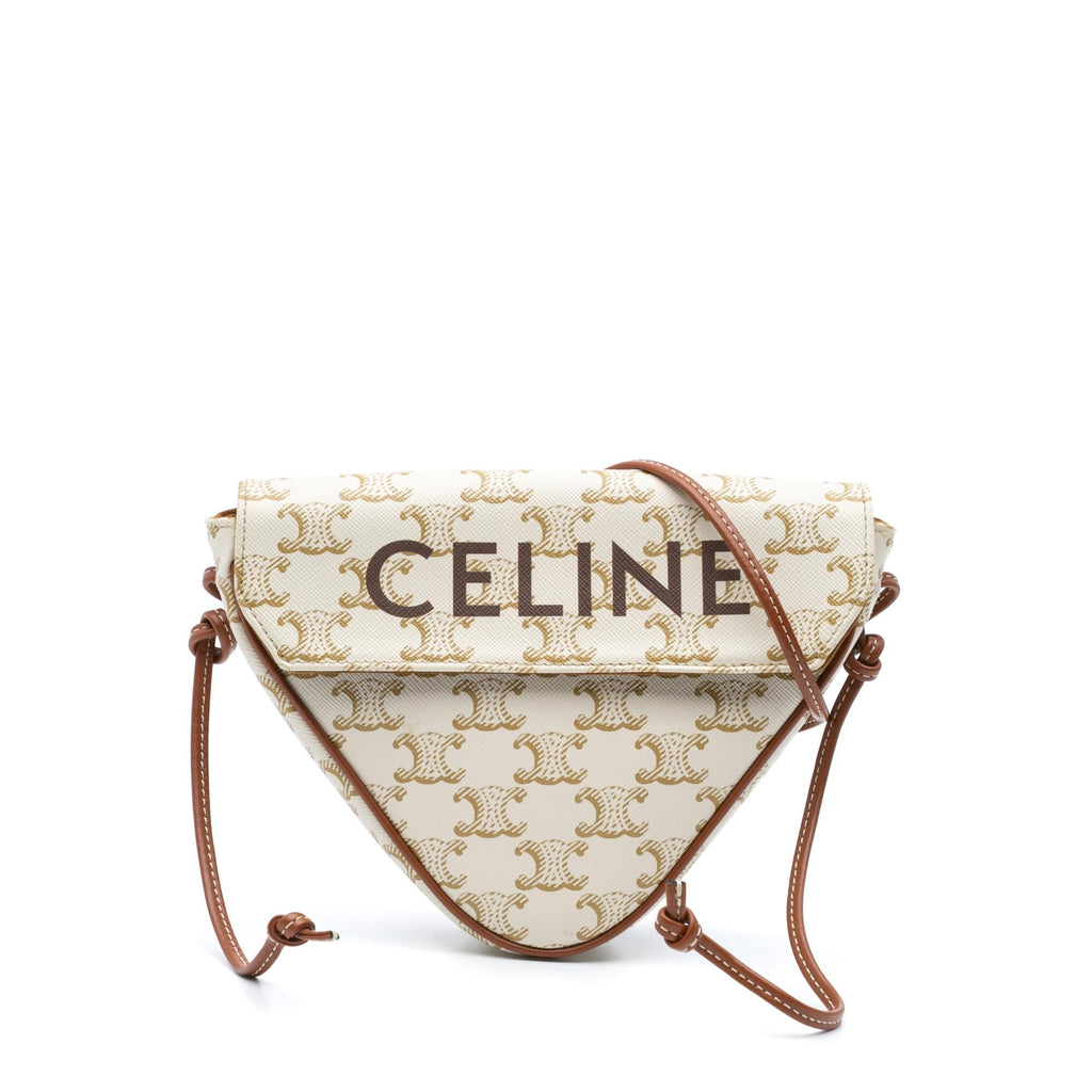 Celine Coated Canvas Triomphe Triangle Crossbody