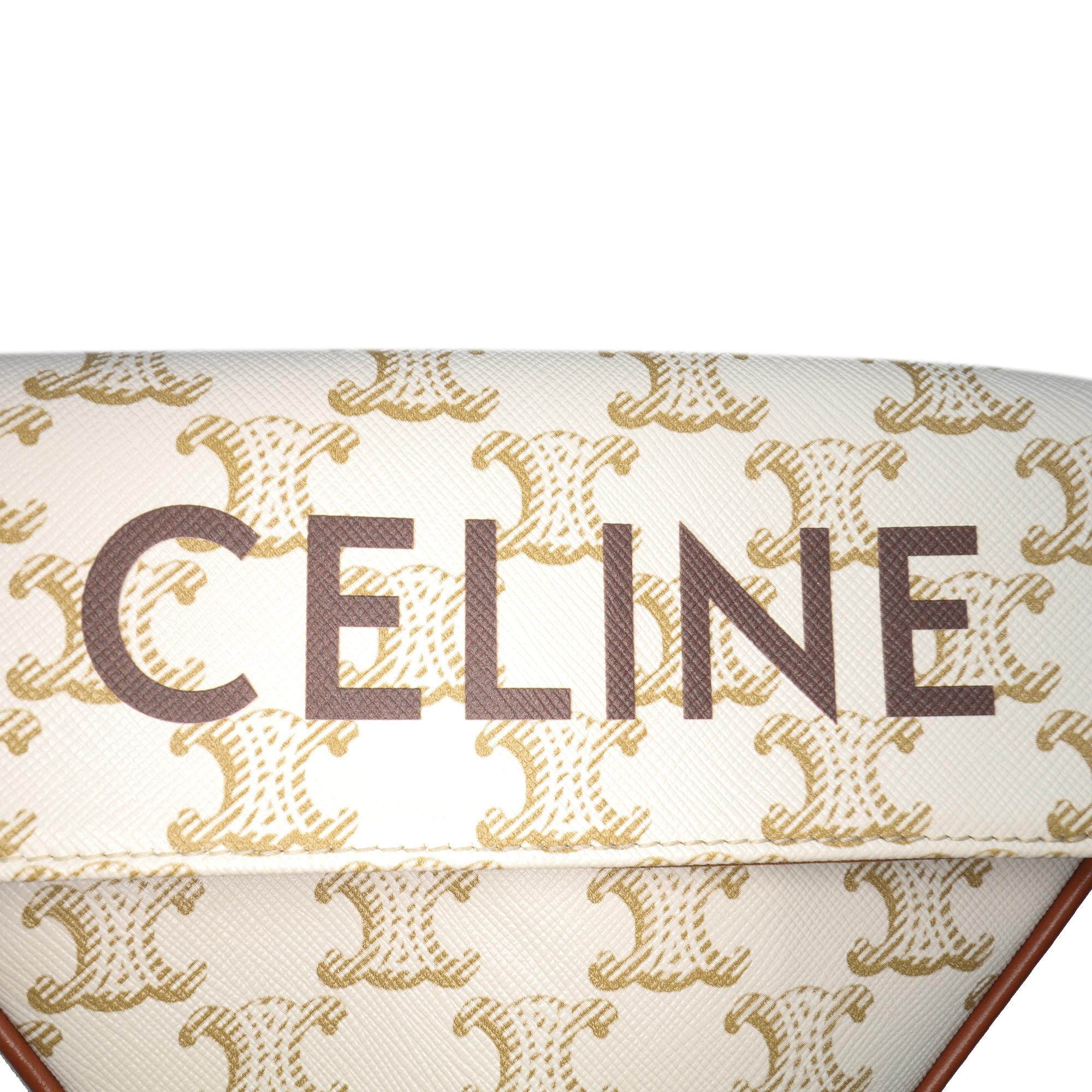 Celine Coated Canvas Triomphe Triangle Crossbody