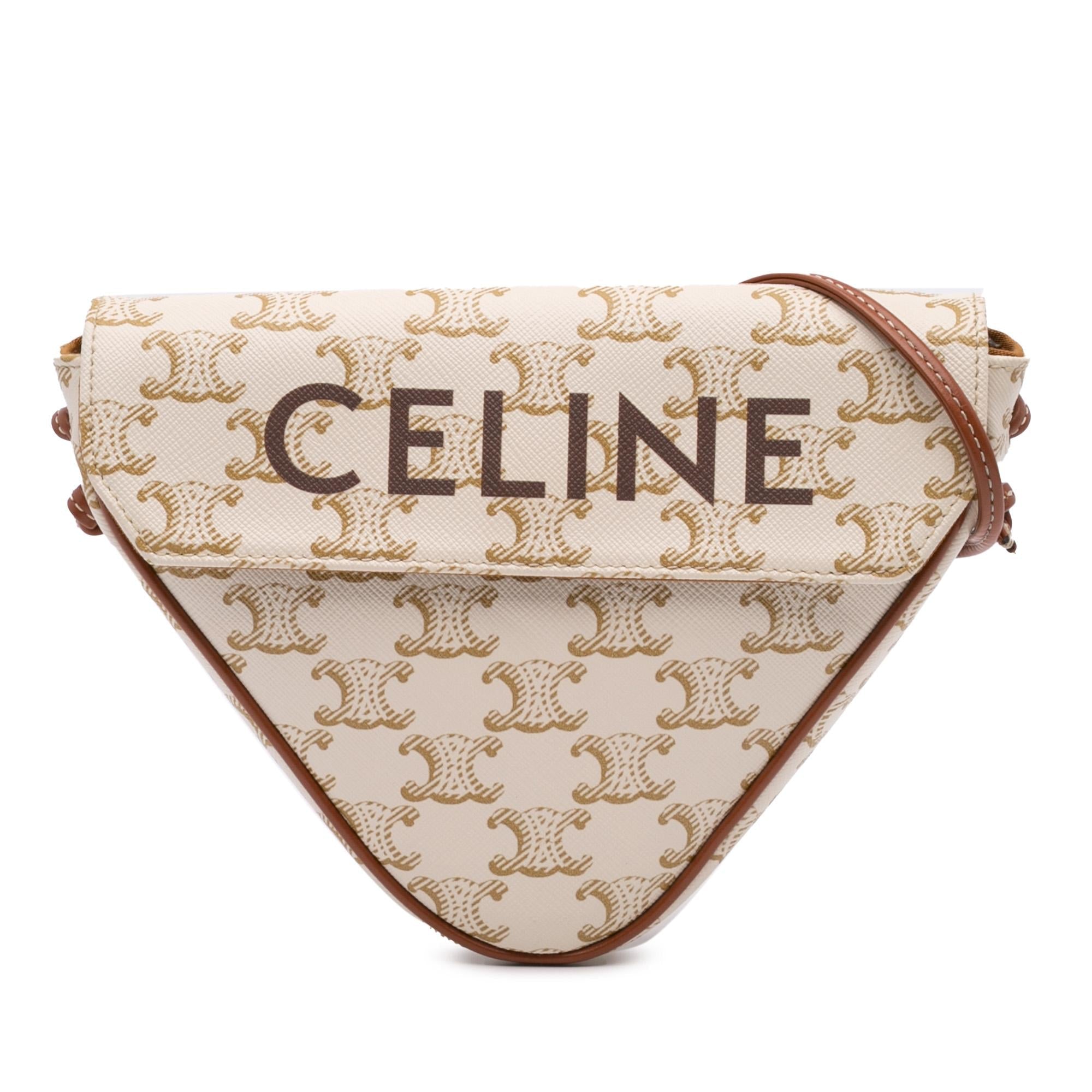 Celine Coated Canvas Triomphe Triangle Crossbody
