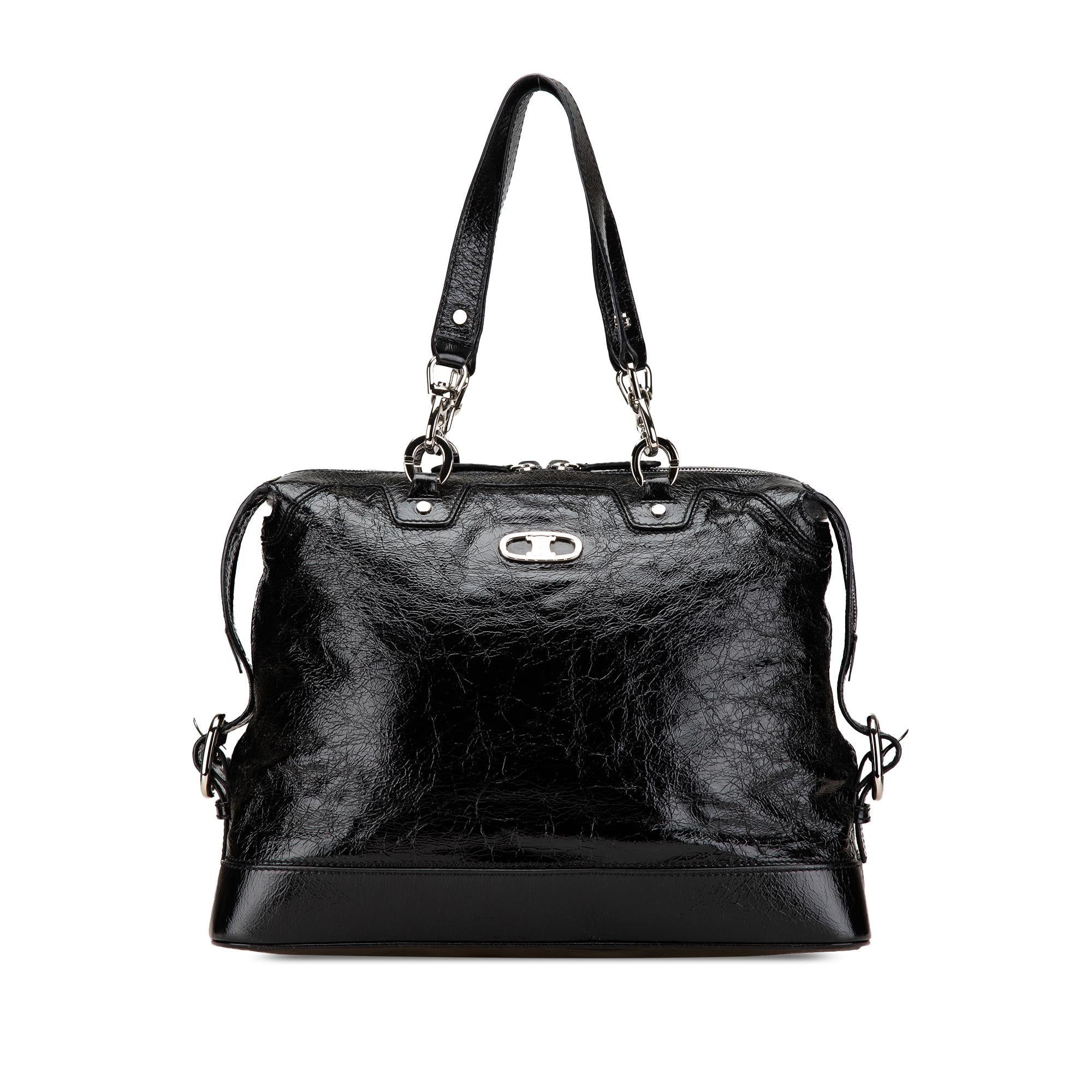 Celine Crinkled Patent Macadam Tote
