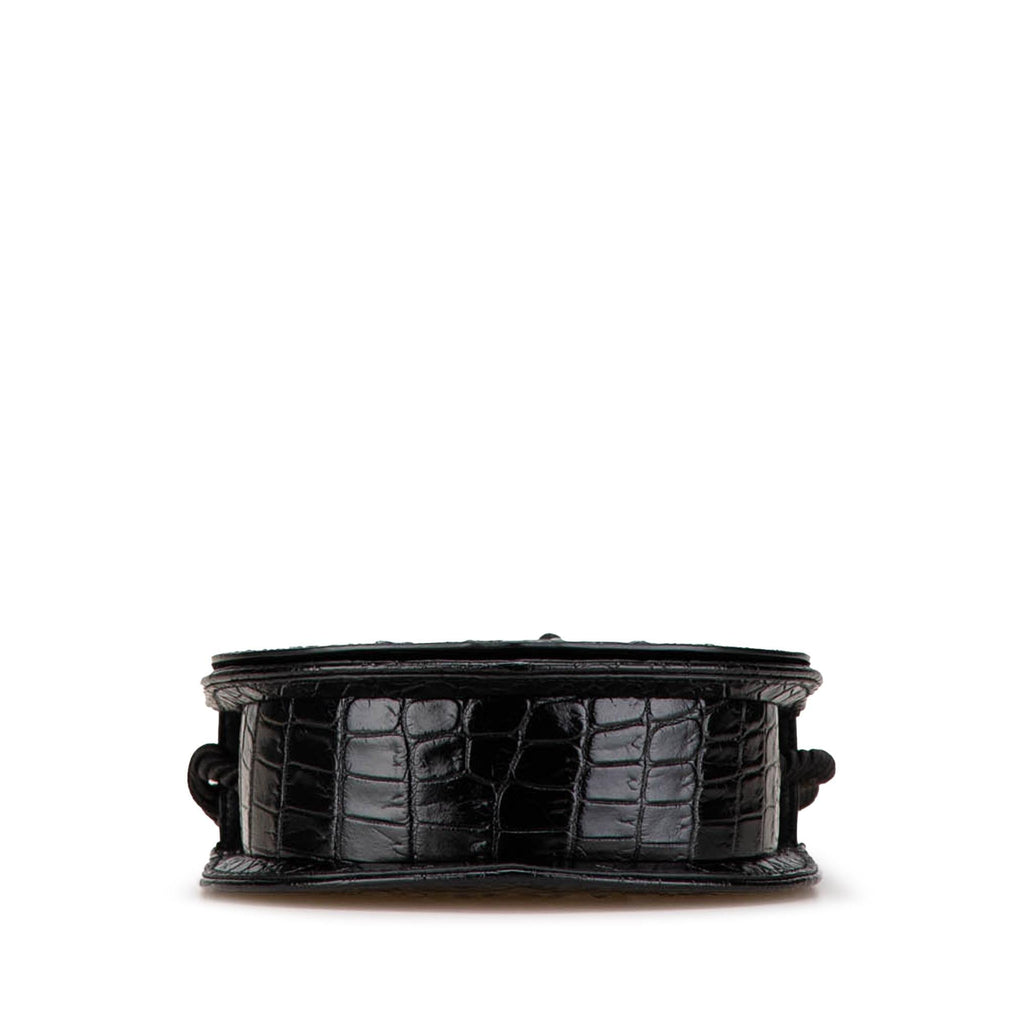 Celine Croc Embossed Leather Ecusson Flap Crossbody