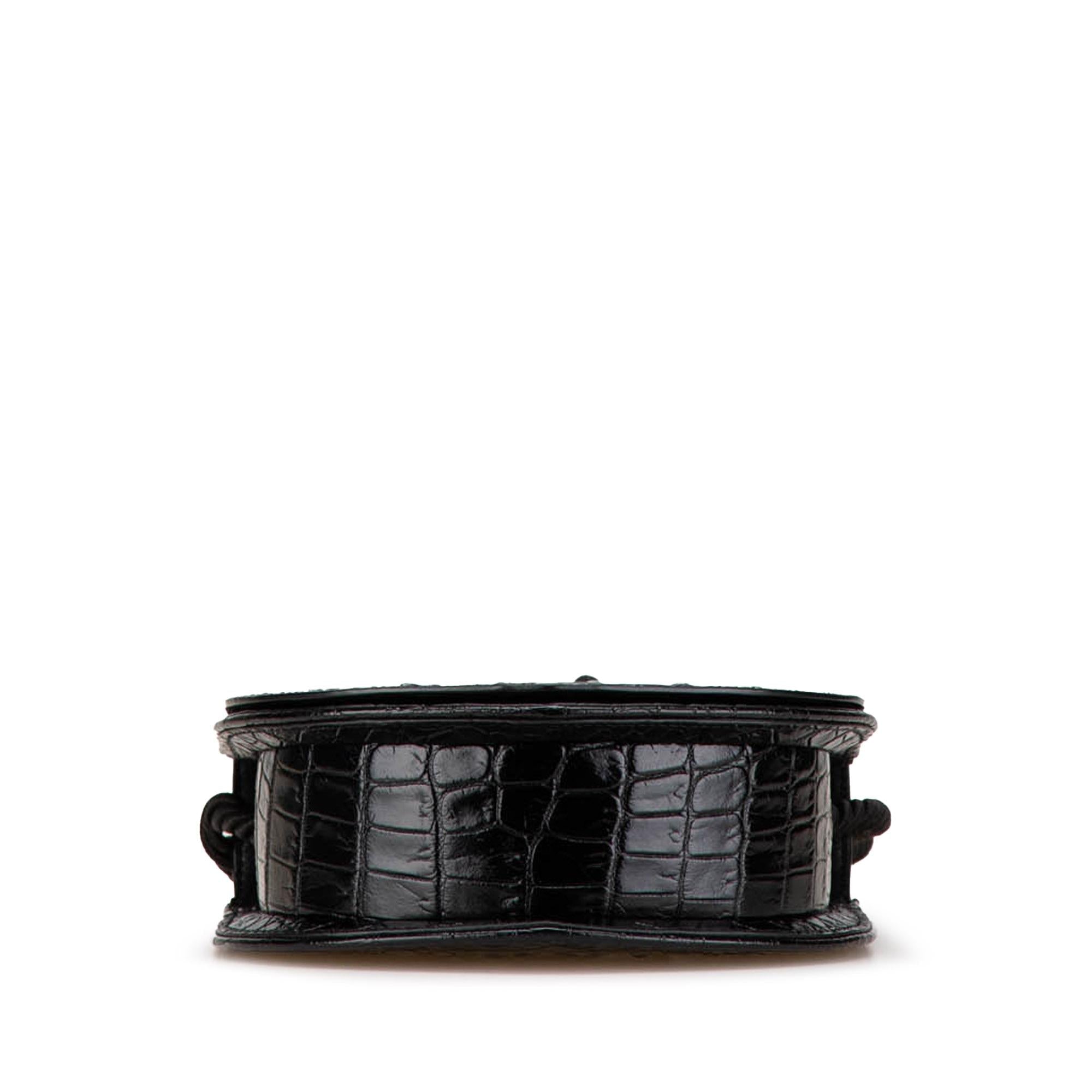 Celine Croc Embossed Leather Ecusson Flap Crossbody