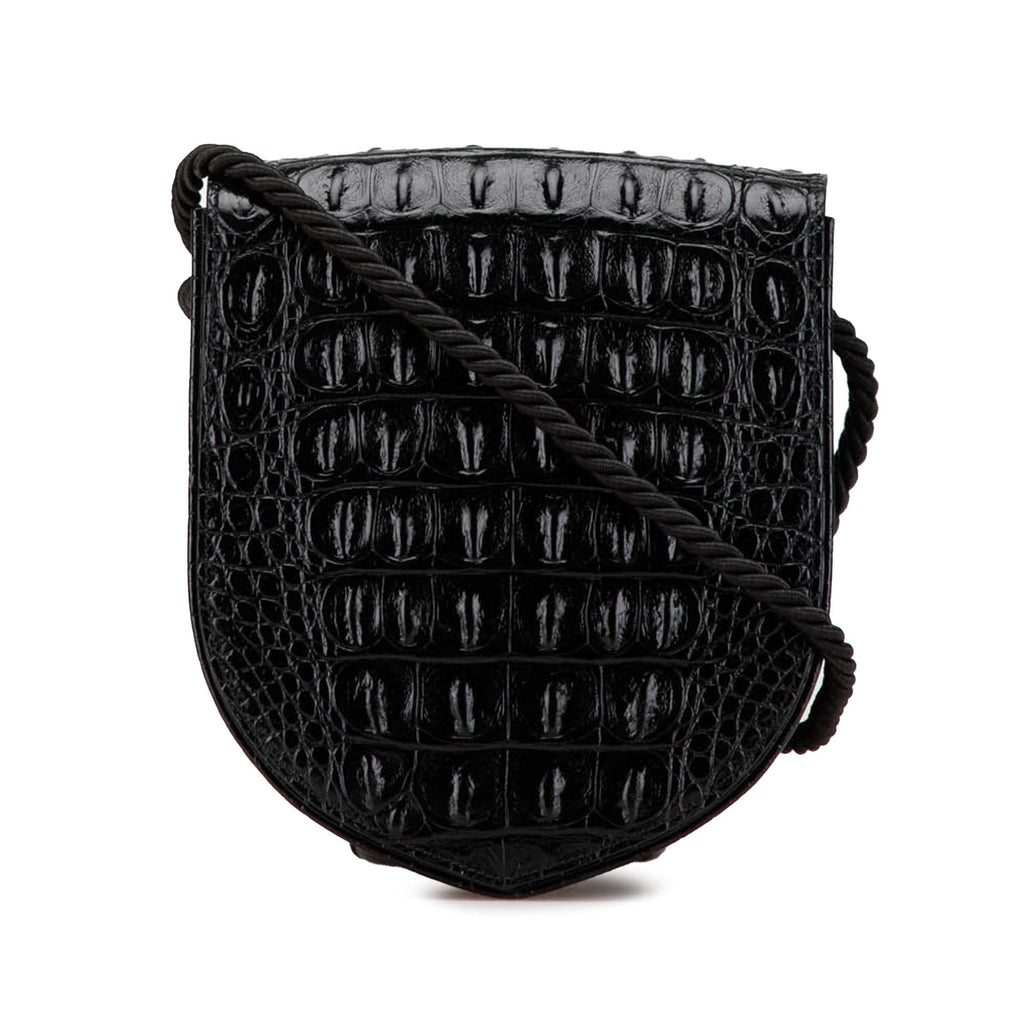 Celine Croc Embossed Leather Ecusson Flap Crossbody