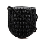 Celine Croc Embossed Leather Ecusson Flap Crossbody