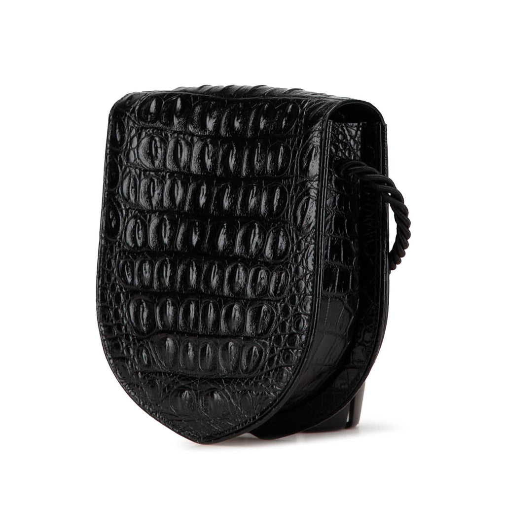 Celine Croc Embossed Leather Ecusson Flap Crossbody