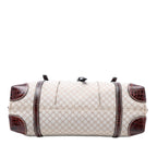 Celine Croc Embossed Leather Trimmed Macadam Canvas Handbag