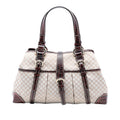 Celine Croc Embossed Leather Trimmed Macadam Canvas Handbag