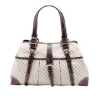 Celine Croc Embossed Leather Trimmed Macadam Canvas Handbag