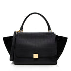 Celine Croc Embossed Suede Medium Trapeze Bag (SHF-16011)