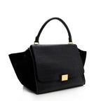 Celine Croc Embossed Suede Medium Trapeze Bag (SHF-16011)