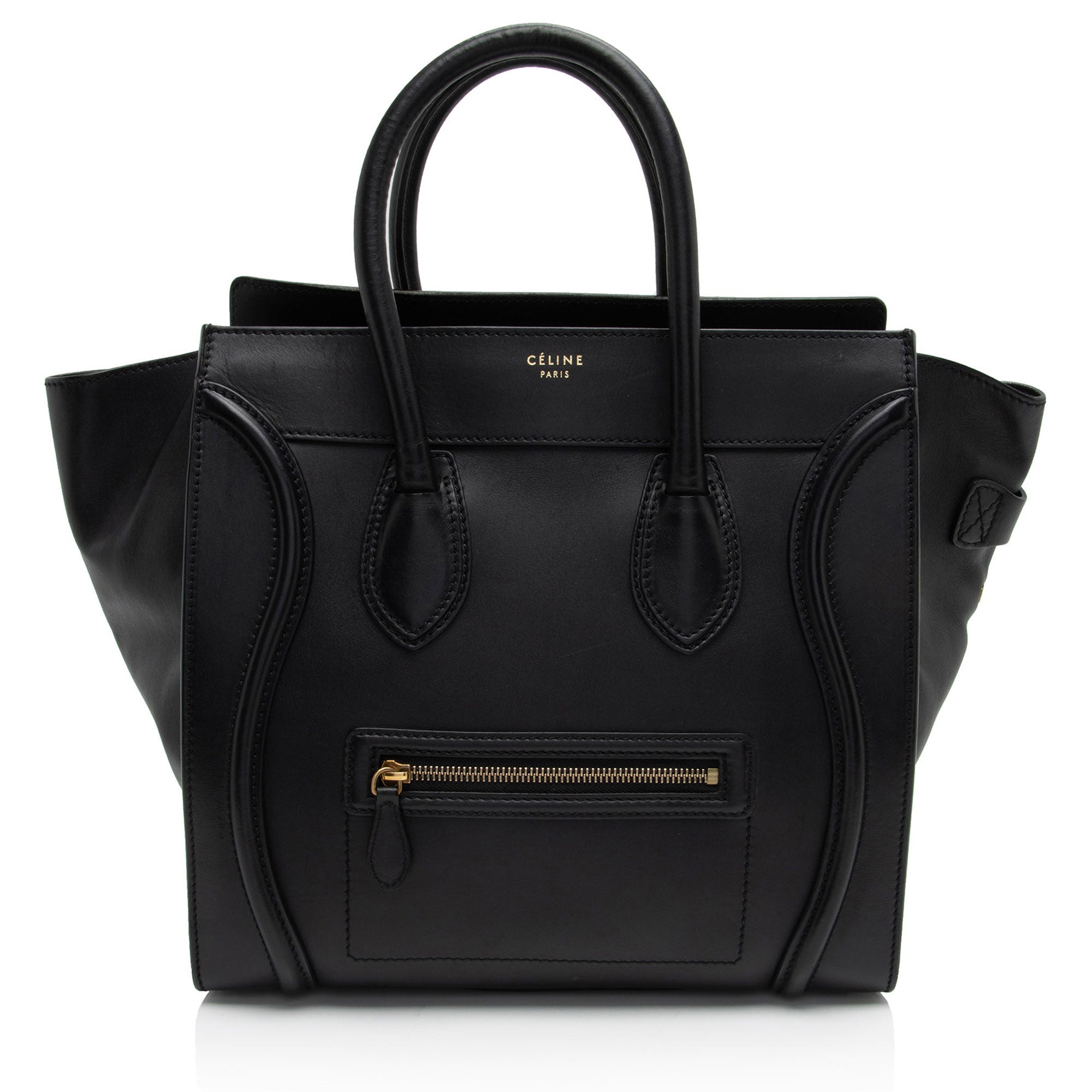 Celine Drummed Calfskin Mini Luggage Tote (SHF-MoYYfB)