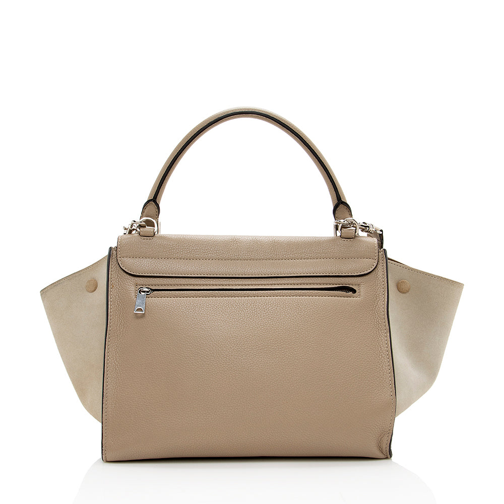 Celine Drummed Calfskin Suede Medium Trapeze Bag (SHF-15252)