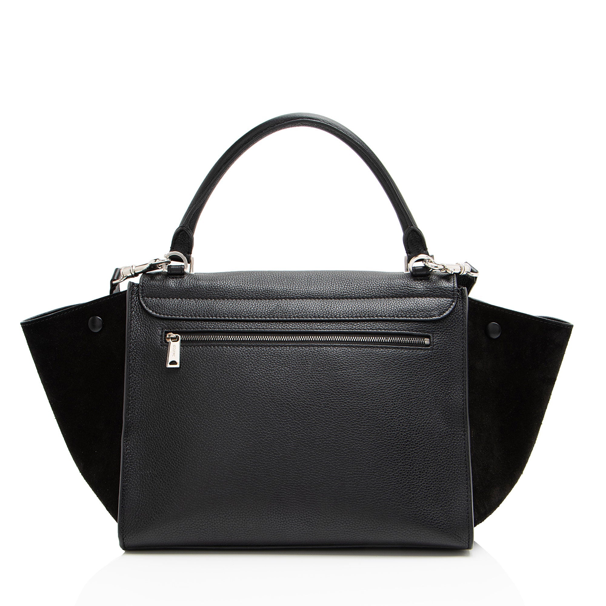Celine Drummed Calfskin Suede Medium Trapeze Bag
