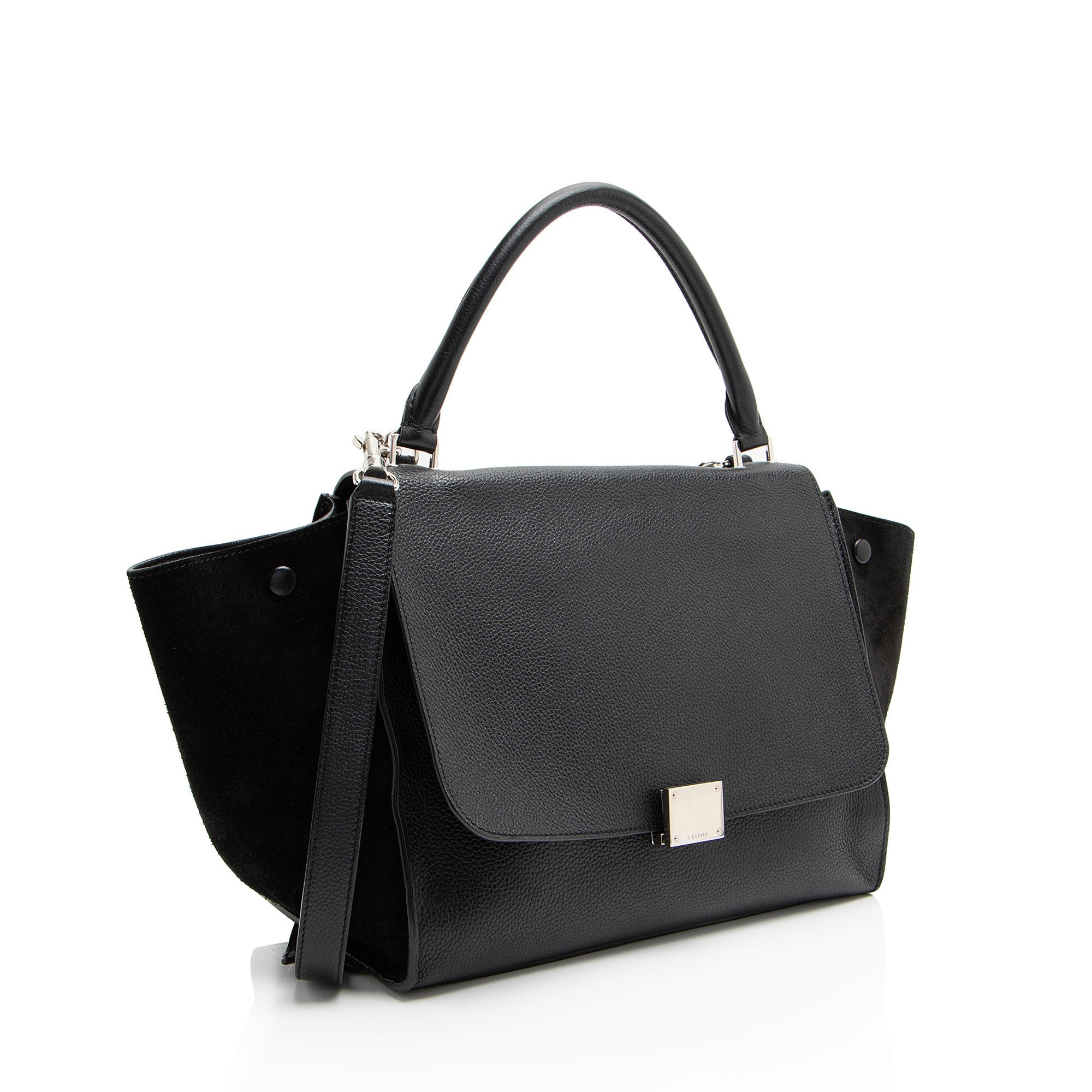 Celine Drummed Calfskin Suede Medium Trapeze Bag