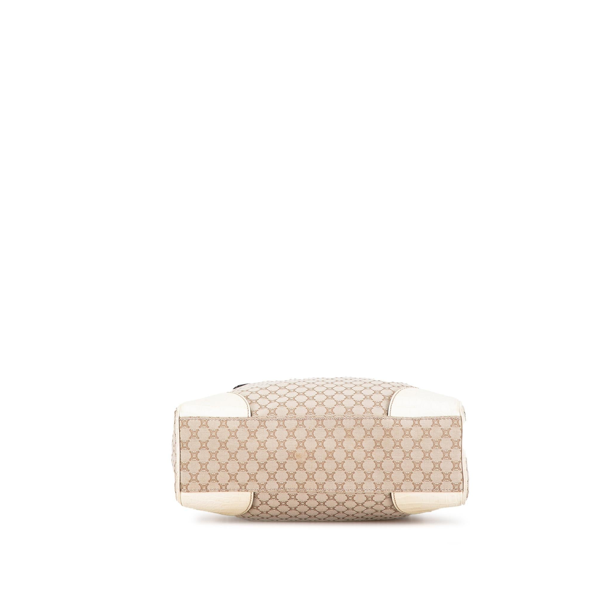 Celine Embossed Leather-Trimmed Macadam Canvas Tote (SHG-PZOlj3)