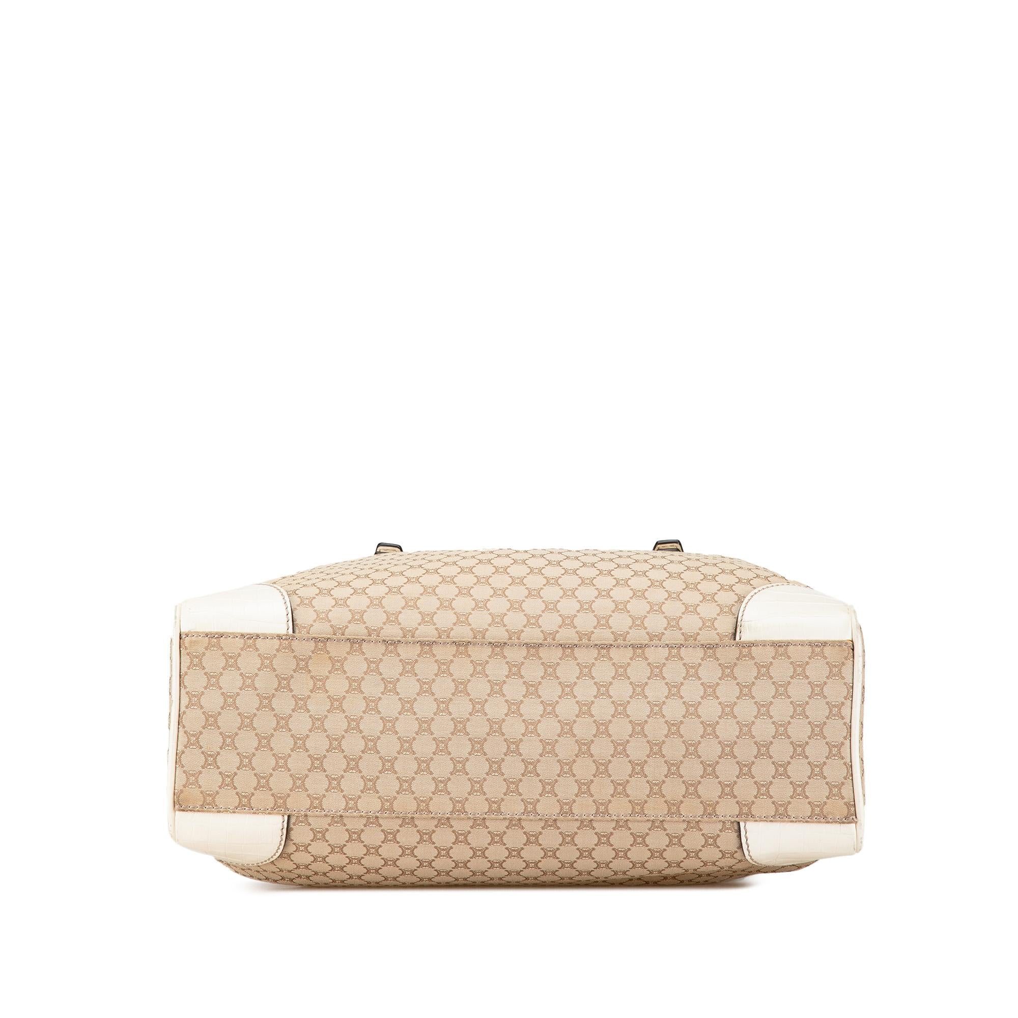 Celine Embossed Leather-Trimmed Macadam Canvas Tote