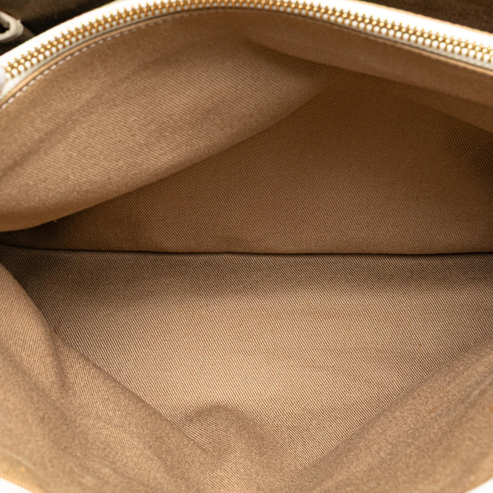Celine Embossed Leather-Trimmed Macadam Canvas Tote