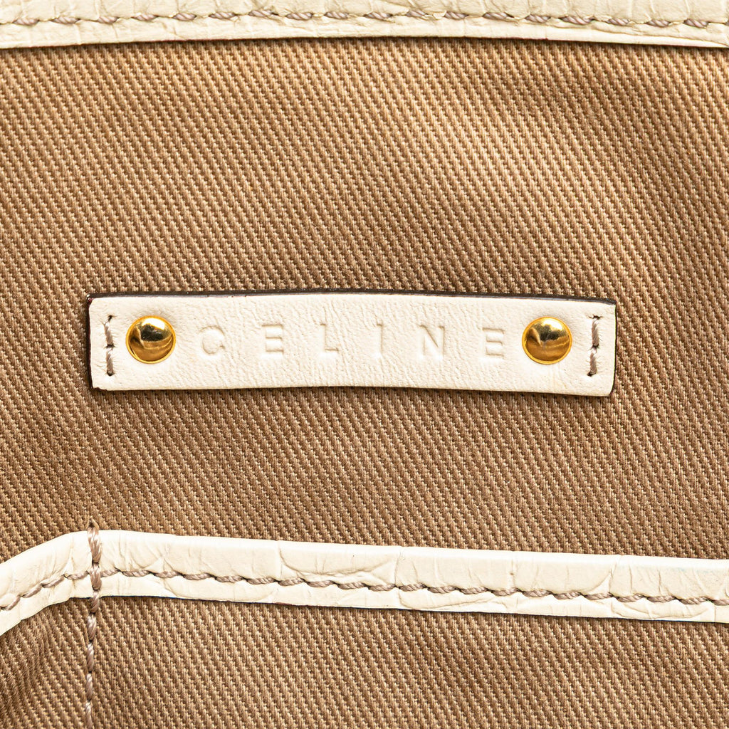 Celine Embossed Leather-Trimmed Macadam Canvas Tote