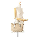 Celine Embossed Leather-Trimmed Macadam Canvas Tote