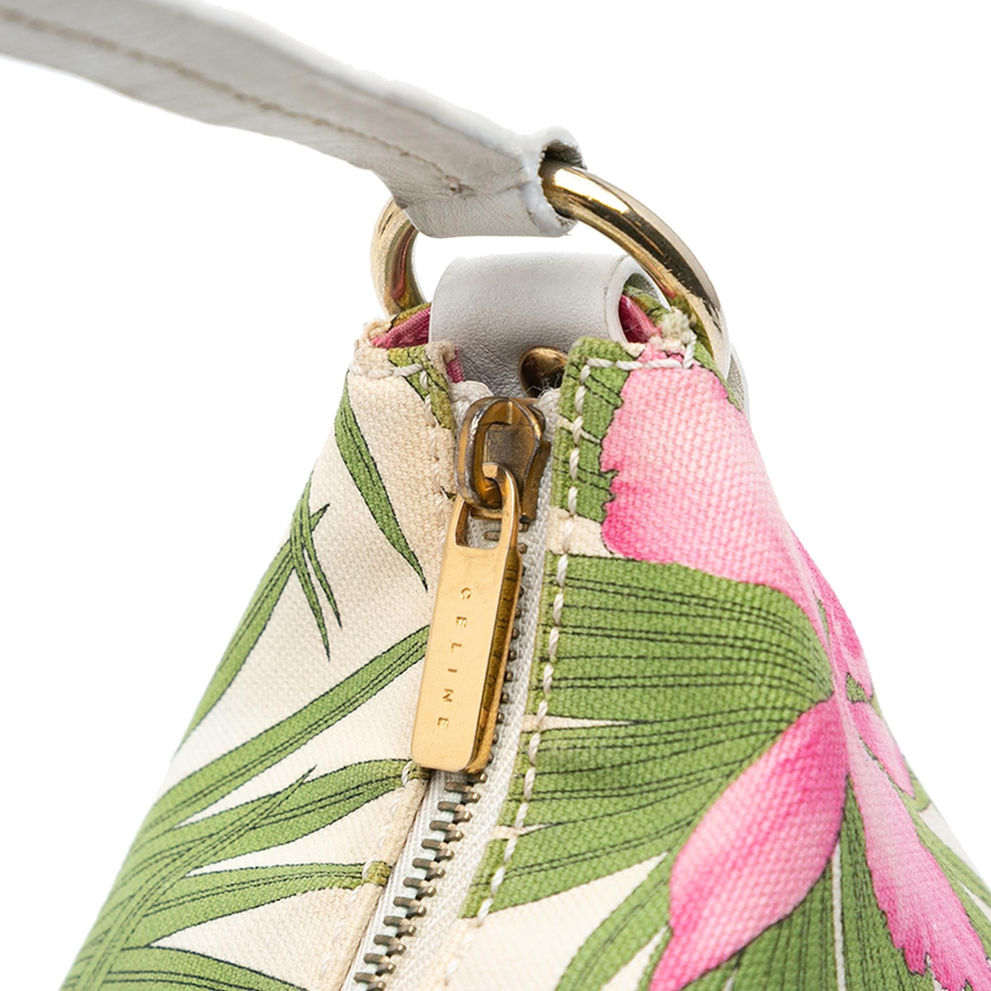 Celine Floral Print Canvas Shoulder Bag