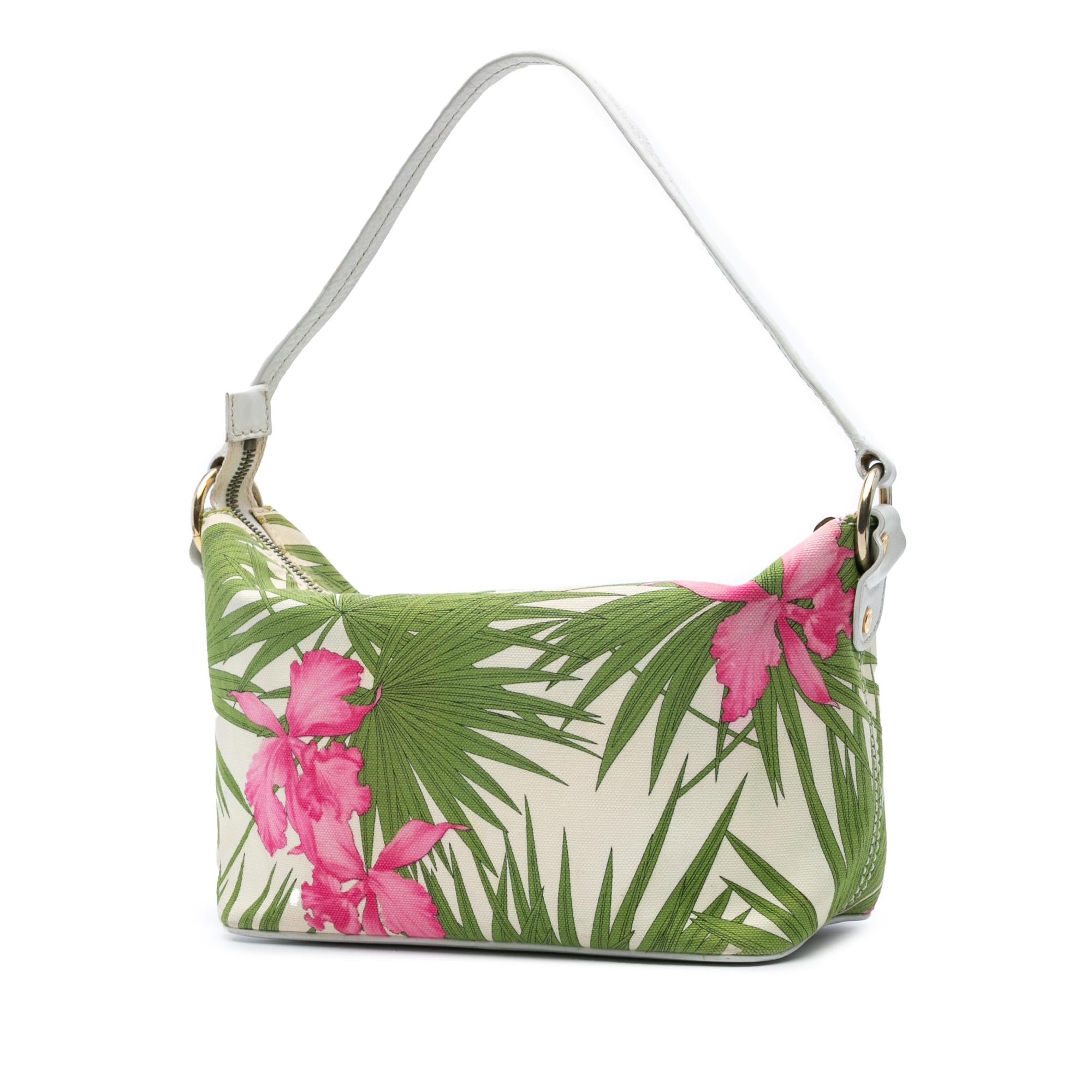 Celine Floral Print Canvas Shoulder Bag