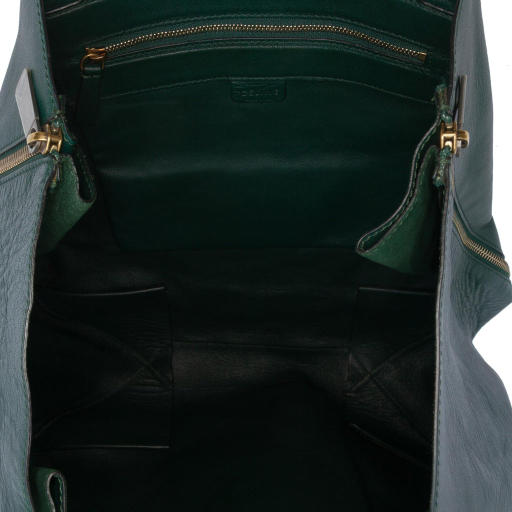 Celine Lambskin Horizontal Zipper Gusset Cabas Tote