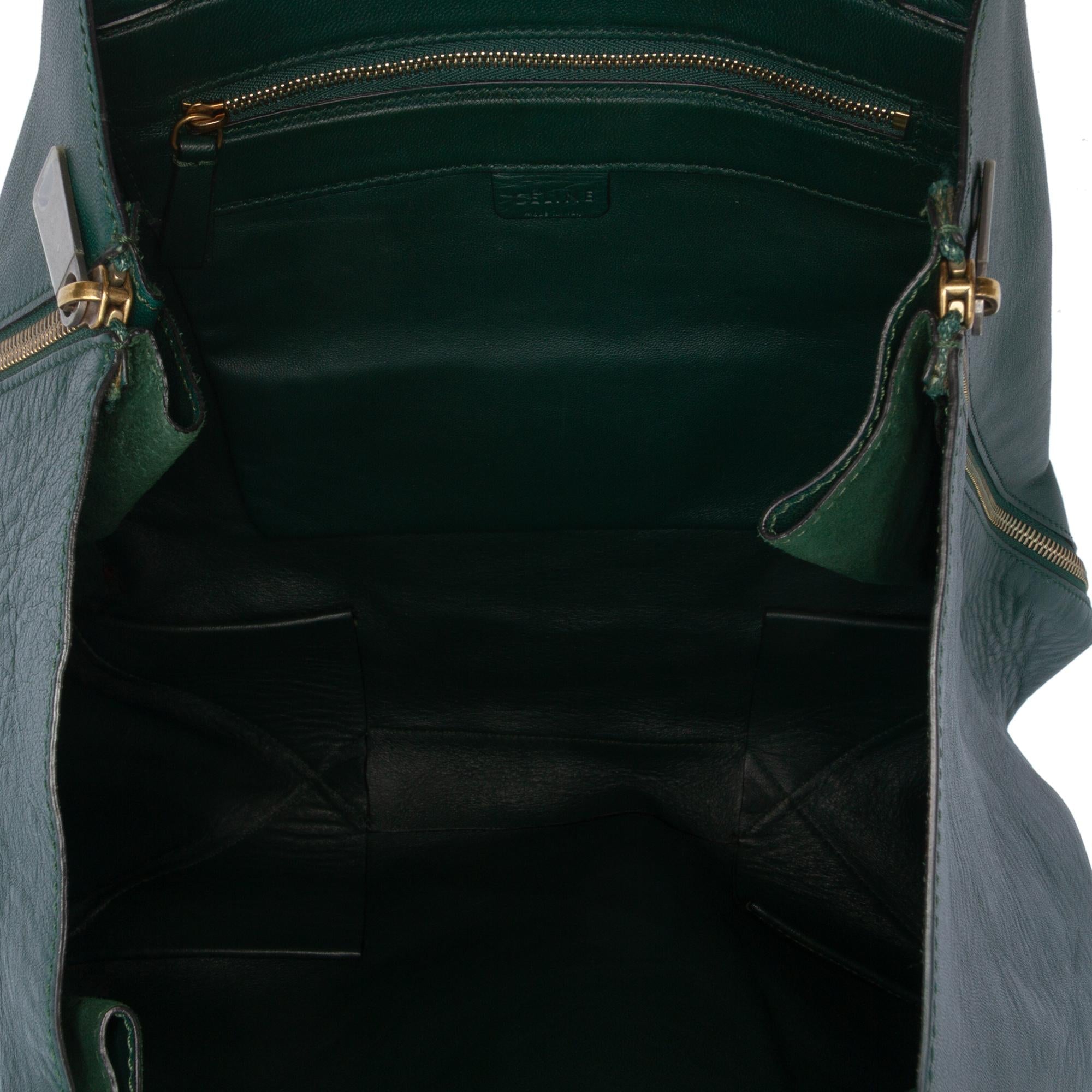 Celine Lambskin Horizontal Zipper Gusset Cabas Tote