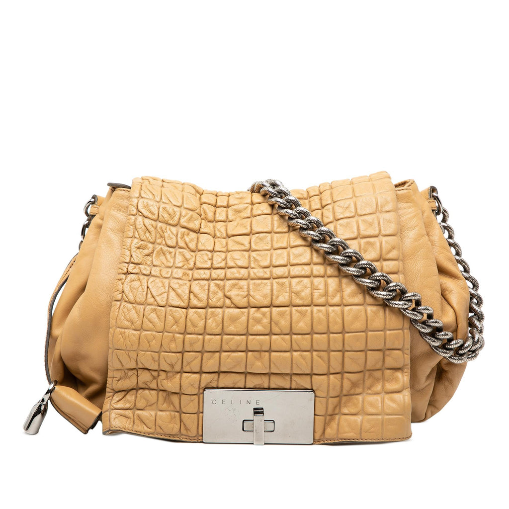 Celine Lambskin Watch Me Gauffre Flap Shoulder Bag