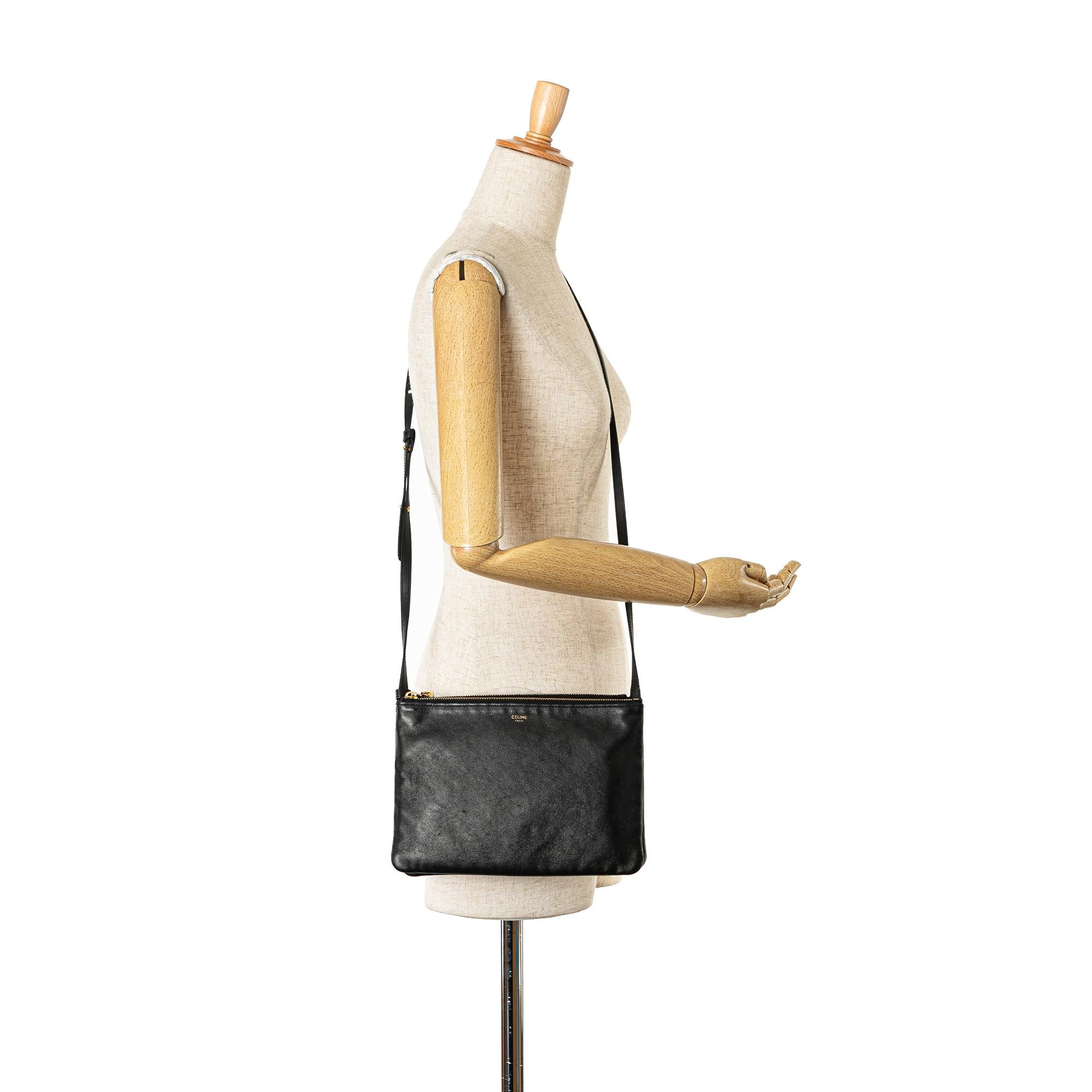 Celine Large Leather Trio Crossbody (SHG-OntI8d)