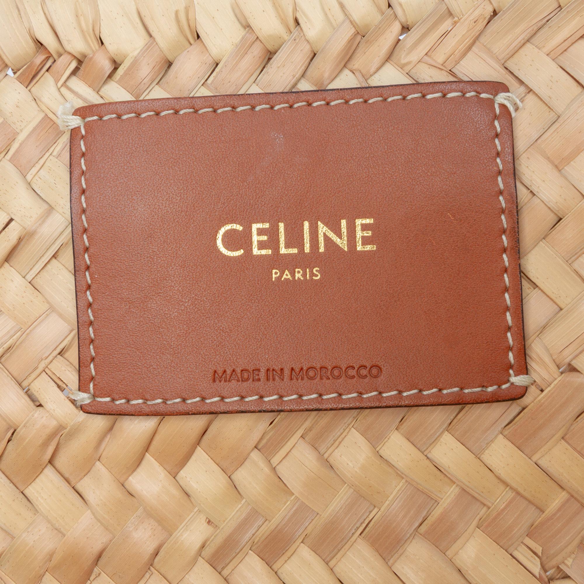 Celine Large Raffia Cuir Triomphe Classic Panier Tote