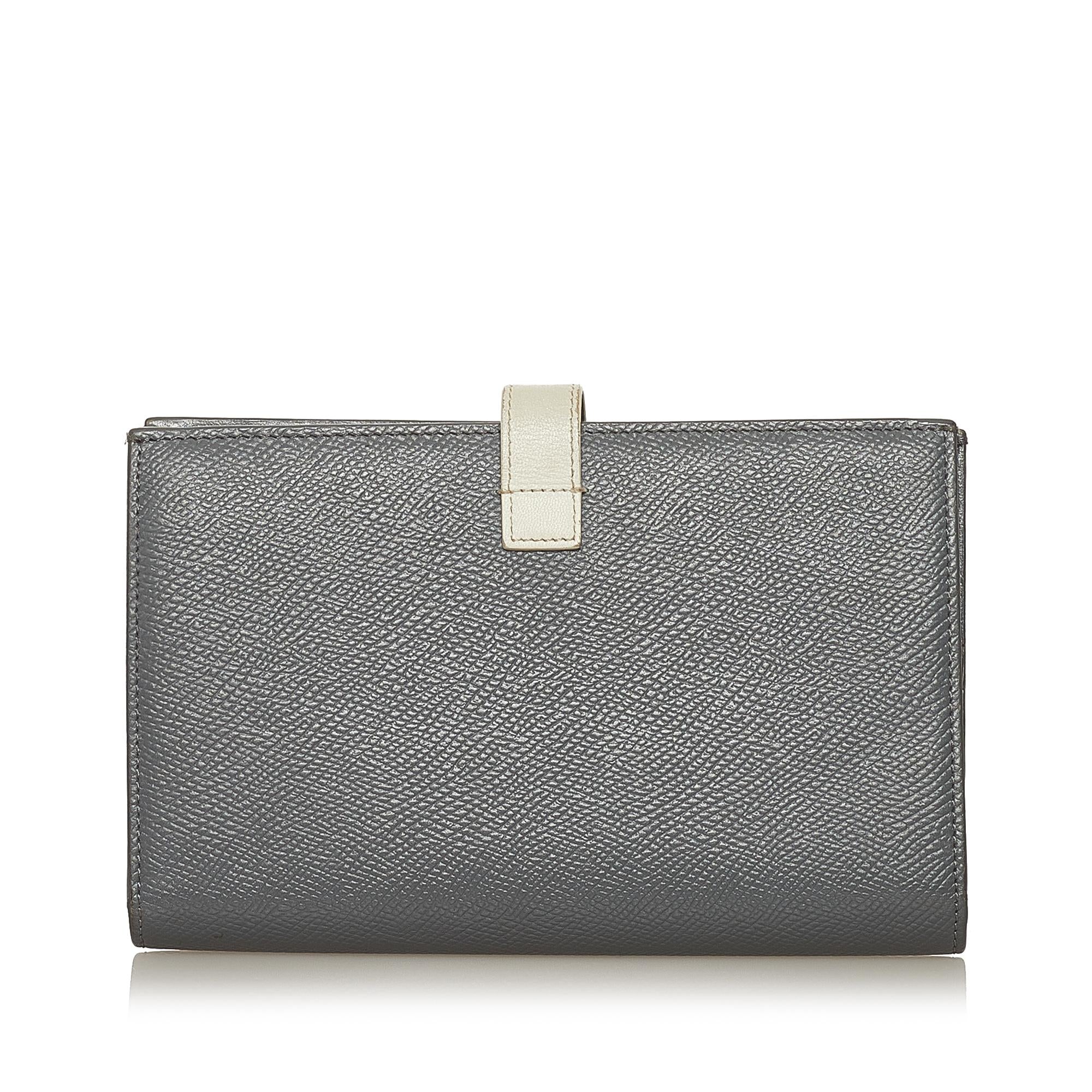 Celine Large Strap Wallet in Bicolour Grained Calfskin (SHG-35193)