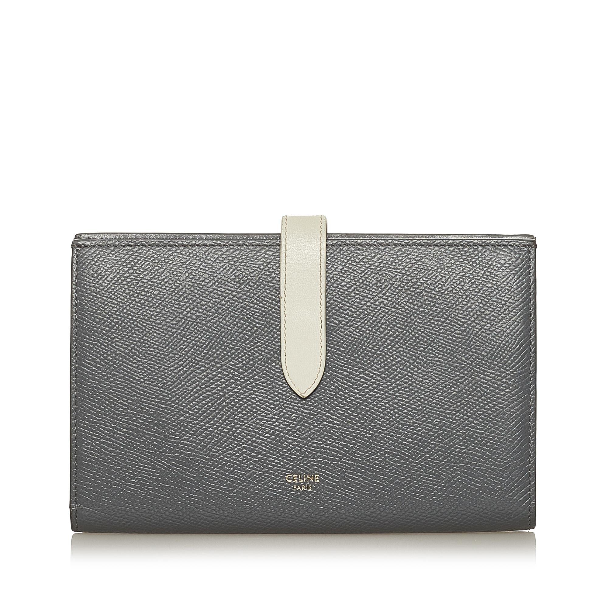 Celine Large Strap Wallet in Bicolour Grained Calfskin (SHG-35193)